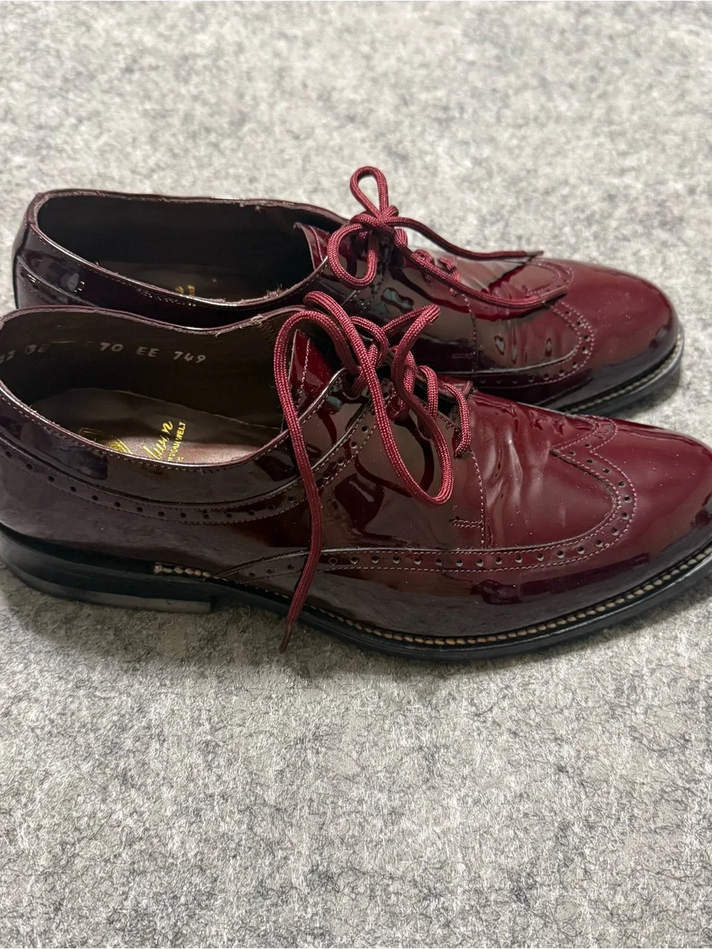 Vintage Stacy Adams Baldwin Men 7 EE Oxblood Wingtip Oxford Dress Shoes Leather